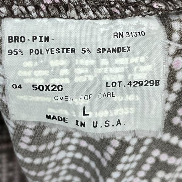 AB Studio Y2K Geometric Print Top Size L Brown 3/4 Sleeve Stretch Made in USA - Picture 4 of 6